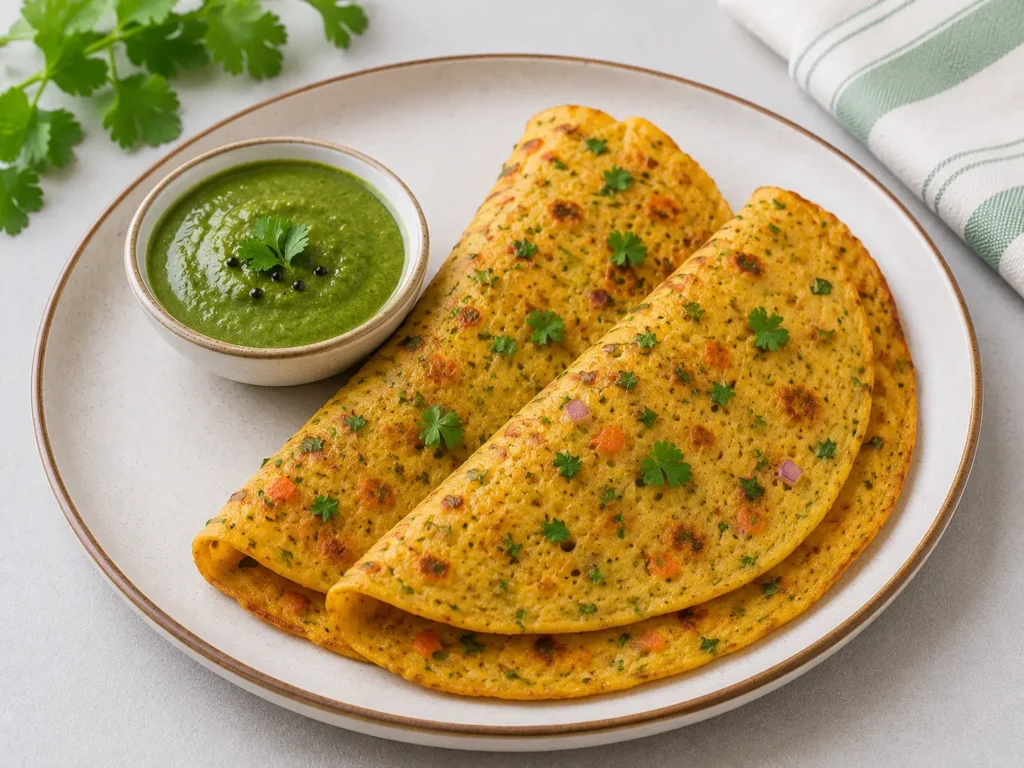 Besan Chilla with green Chutney
