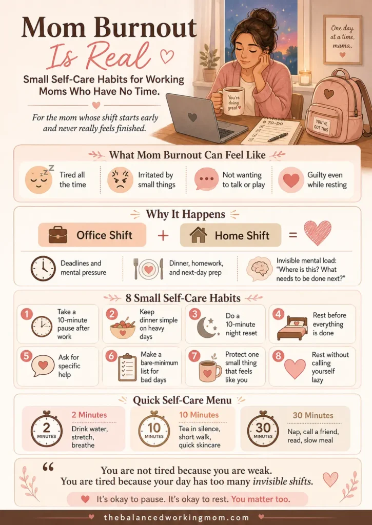 Small Self-Care Habits for Working Moms inforgraphic