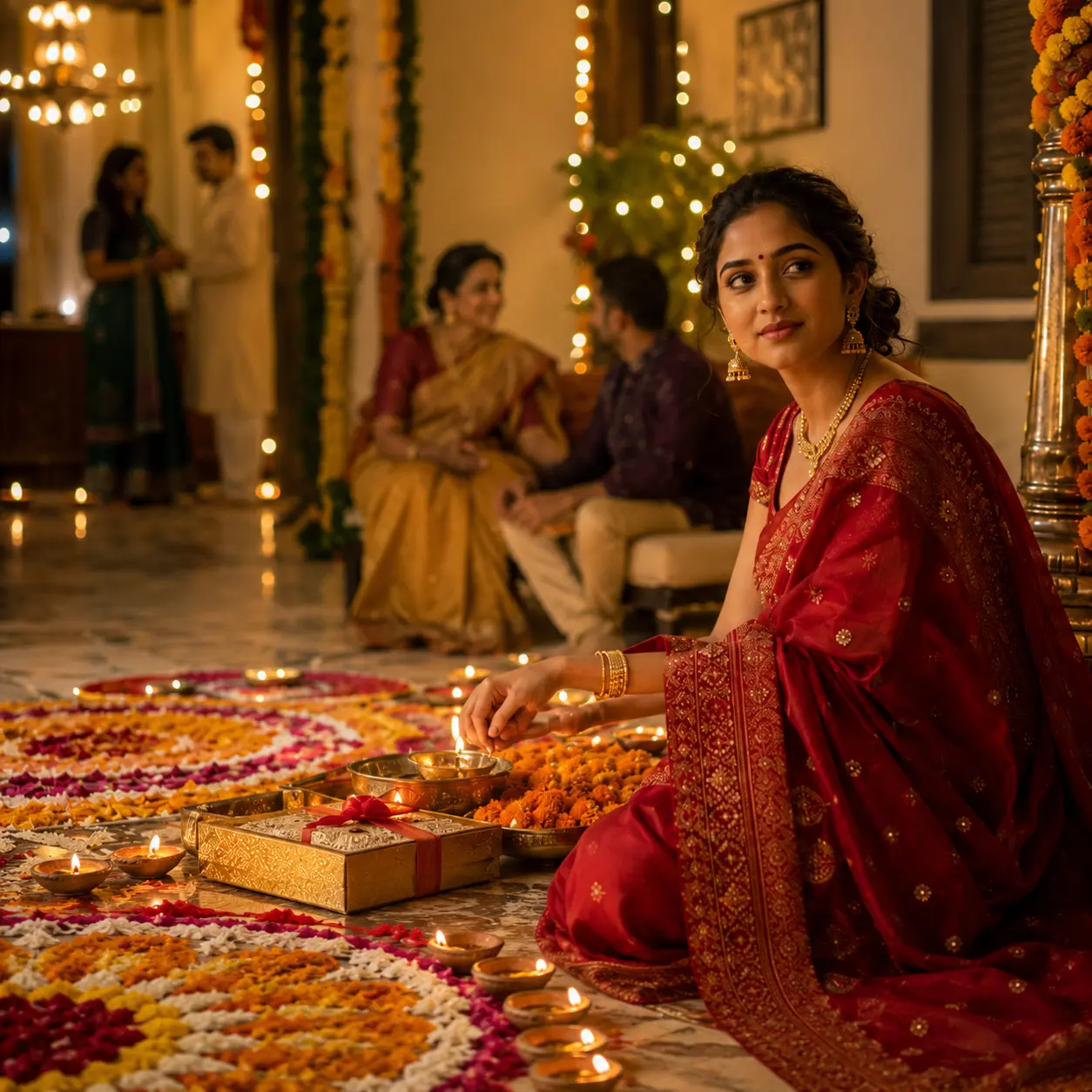 Diwali Glow and Golden Rangoli